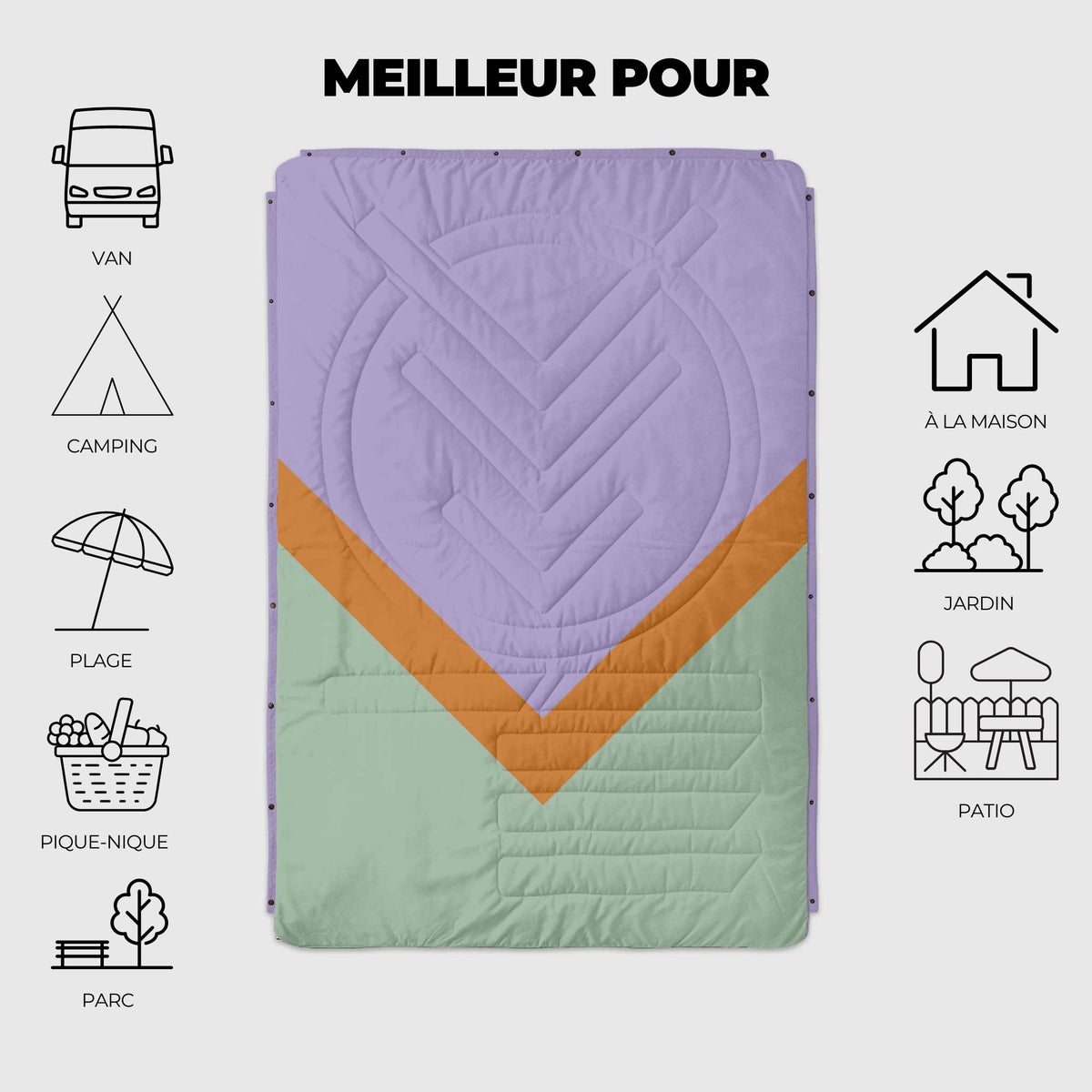 VOITED Recycled Ripstop Outdoor Camping Blanket - Spring Break/Digital Lavender